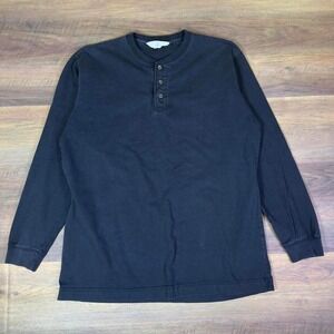 Vintage Woolrich Black Long Sleeve Henley Shirt – Men's Large